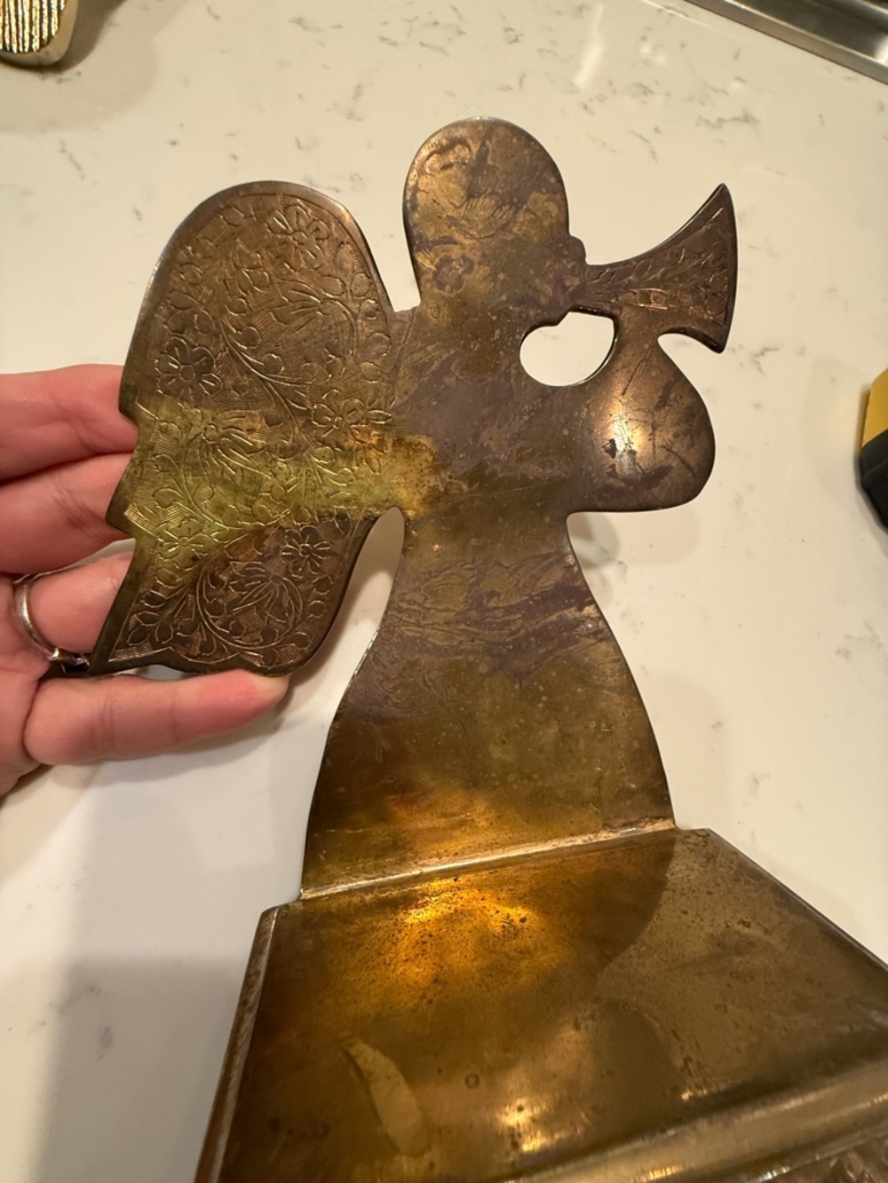 Vintage Solid Brass Angel Christmas 9" Stocking Hanger By Lord & Taylor - Picture 9 of 12